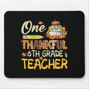 Thankful 8th Grade Teacher Pumpkin Fall Thanksgivi Mouse Pad