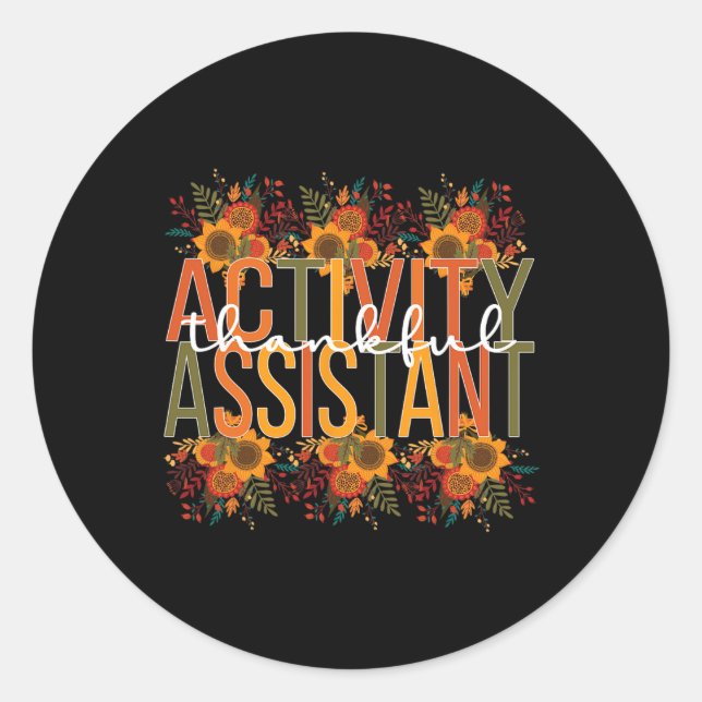 Thankful Activity Istant Thanksgiving  Classic Round Sticker (Front)