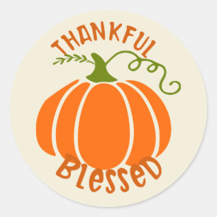 Thankful and Blessed Classic Round Sticker