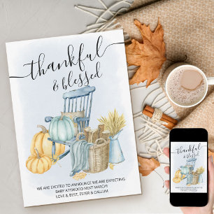 Thankful and Blessed Country Pumpkin Boy Pregnancy Announcement