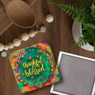 Thankful and Blessed Inspirivity Floral Pretty  Magnet