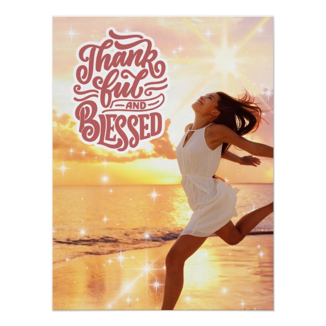 Thankful and Blessed Joyful Beach Run Poster (Front)