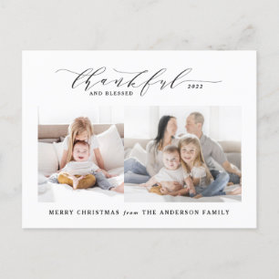 Thankful and blessed photo Christmas Holiday  Postcard