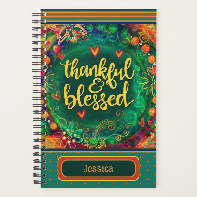 Thankful and Blessed Pretty Inspirational Fun Planner (Front)