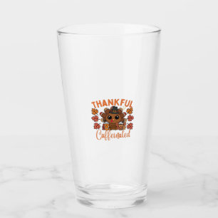 Thankful And Caffeinated Funny Thanksgiving Coffee Glass