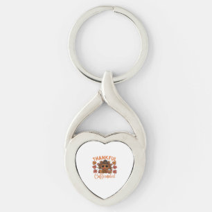 Thankful And Caffeinated Funny Thanksgiving Coffee Key Ring