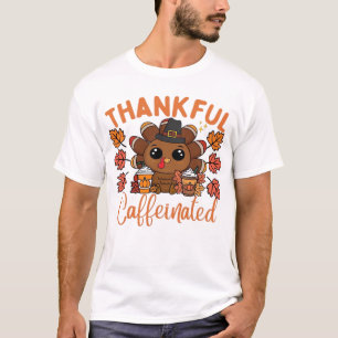 Thankful And Caffeinated Funny Thanksgiving Coffee T-Shirt