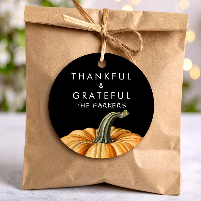 Thankful and grateful tag with pumpkin (Creator Uploaded)
