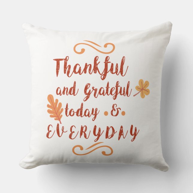 thankful and grateful thanksgiving cushion (Front)