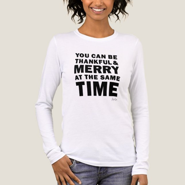Thankful and Merry Holiday Christmas Tri-Blend Shirt (Front)