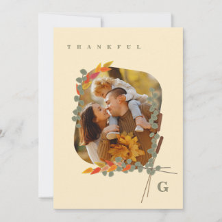 Thankful Autumn Botanical Photo Thanksgiving Holiday Card
