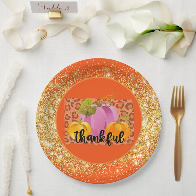 Thankful Autumn Customise Colour Paper Plate (Wedding)