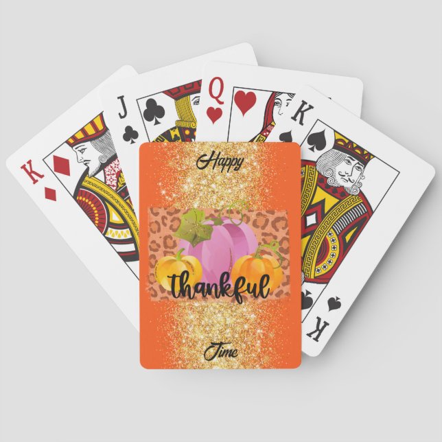 Thankful Autumn Customise Text and Colour Playing Cards (Back)