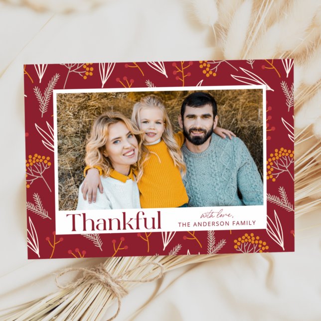 Thankful Autumn Foliage Photo Thanksgiving Card (Creator Uploaded)