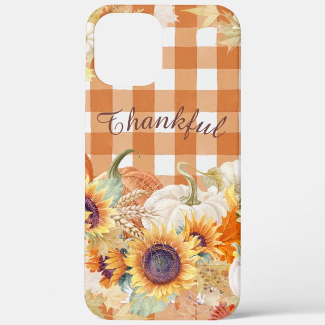Thankful Autumn Pumpkin Sunflower Farmhouse Check Case-Mate iPhone Case (Back)