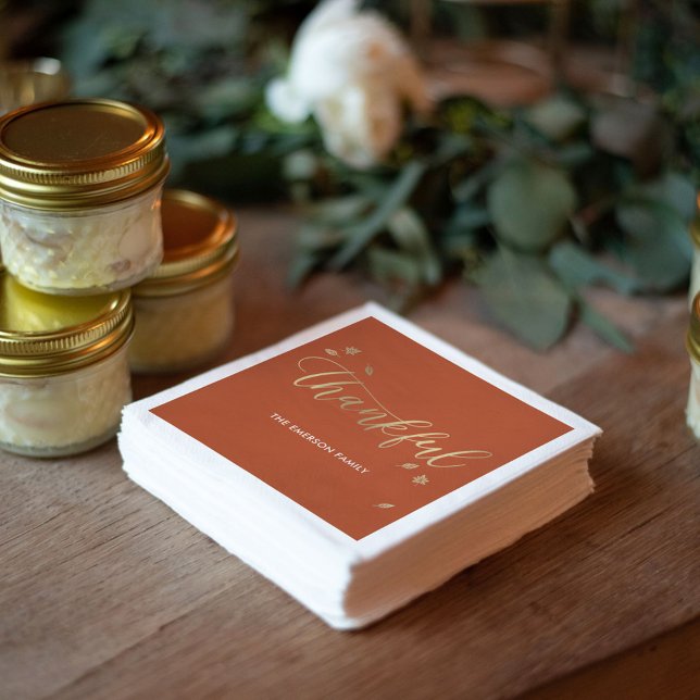 Thankful Autumn Thanksgiving Party Paper Napkin (Creator Uploaded)