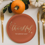 Thankful Autumn Thanksgiving Party Plates<br><div class="desc">Celebrate in style with custom party plates! Designed by Berry Berry Sweet (www.berryberrysweet.com). Matching items are available at our store or upon request.</div>