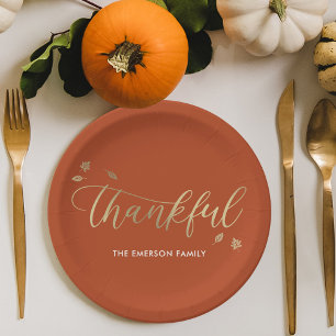 Thankful Autumn Thanksgiving Party Plates