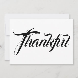 Thankful black white calligraphy thanksgiving card