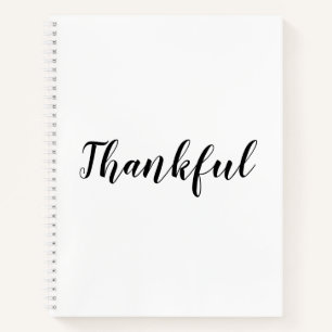 Thankful black white custom script text cute notebook