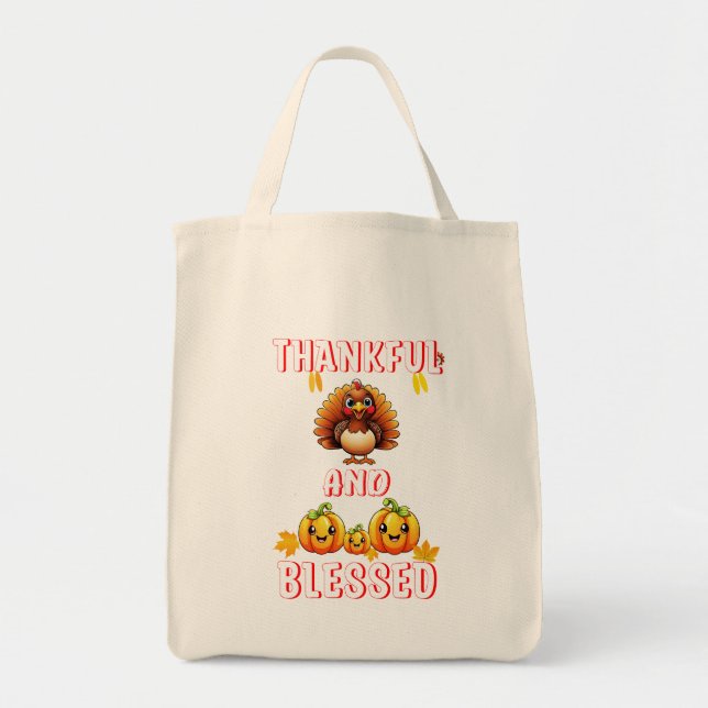 Thankful Blessed 23 US Maple November Thanksgiving Tote Bag (Front)