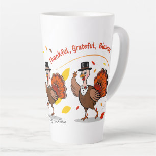 Thankful Blessed Grateful Happy Thanksgiving  Latte Mug