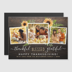 Thankful Blessed Grateful   Thanksgiving Photos Magnetic Invitation