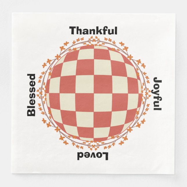 Thankful Blessed Joyful Loved Thanksgiving  Napkin (Front)