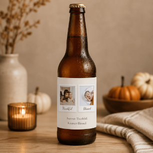 Thankful & Blessed Polaroid Photo Custom Gift Beer Bottle Label