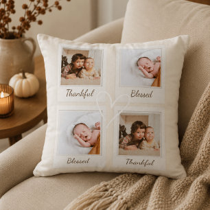 Thankful & Blessed Polaroid Photo Custom Gift Cushion