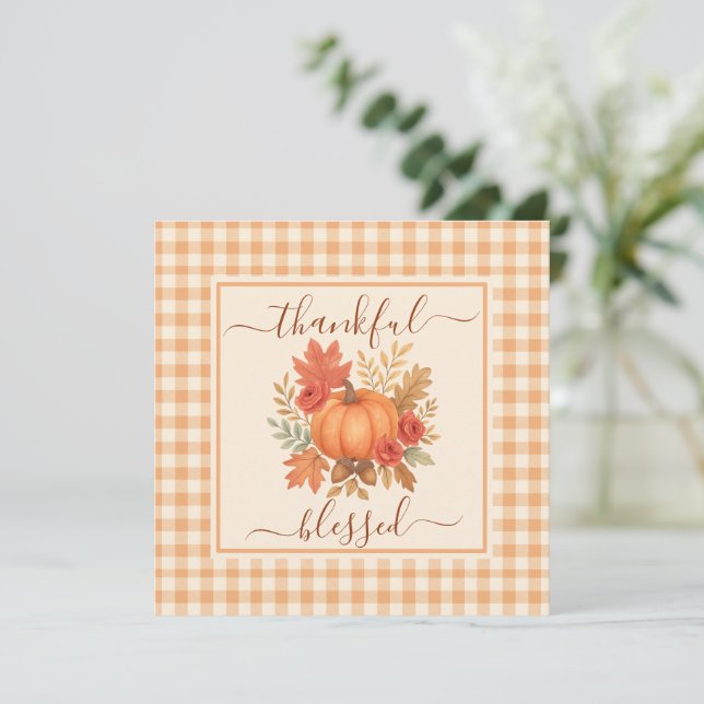 Thankful & Blessed Pumpkin | Fall Thanksgiving  (Standing Front)
