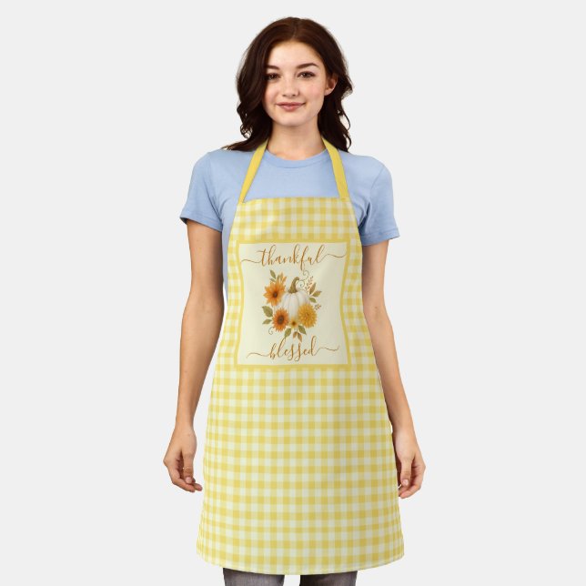 Thankful & Blessed Pumpkin | Fall Thanksgiving  Apron (Worn)