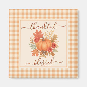 Thankful & Blessed Pumpkin   Fall Thanksgiving  Magnet
