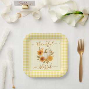 Thankful & Blessed Pumpkin   Fall Thanksgiving  Paper Plate