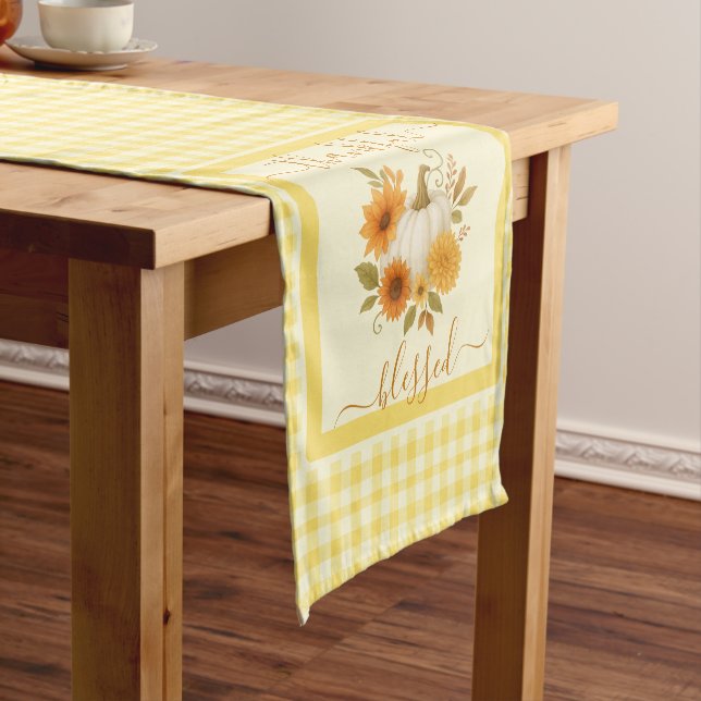 Thankful & Blessed Pumpkin | Fall Thanksgiving  Short Table Runner (In Situ)
