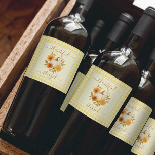 Thankful & Blessed Pumpkin   Fall Thanksgiving  Wine Label