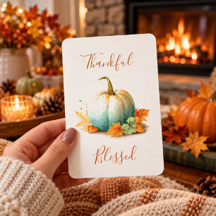 Thankful & Blessed Pumpkin Thanksgiving Card