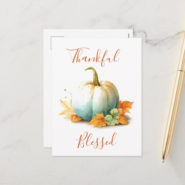 Thankful & Blessed Thanksgiving Holiday Card (Front/Back In Situ)