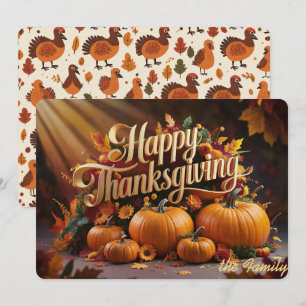 Thankful & Blessed with Pumpkin Harvest Holiday Card