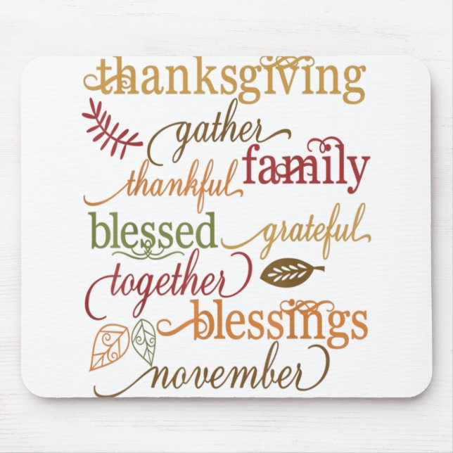 Thankful Blessings Thanksgiving Family Mouse Pad (Front)