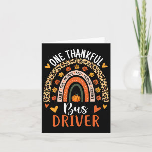 Thankful Bus Driver Thanksgiving Fall School Bus D Card