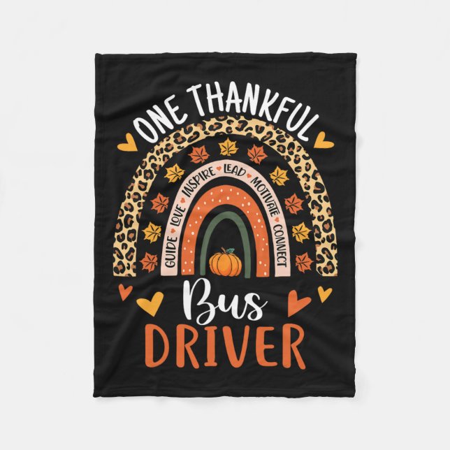 Thankful Bus Driver Thanksgiving Fall School Bus D Fleece Blanket (Front)