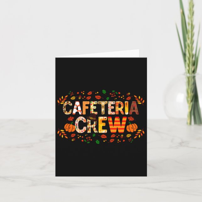 Thankful Cafeteria Crew Fall Autumn Pumpkin Thanks Card (Front)