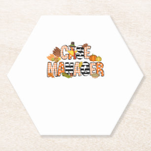 Thankful Case Manager Thanksgiving Case Management Paper Coaster