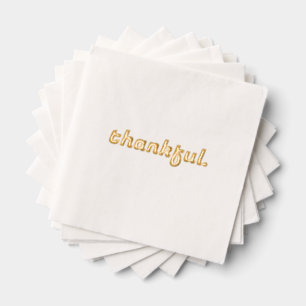 Thankful Cocktail Napkins Gold Foil Stamped Thanks