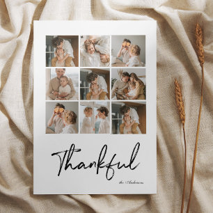 Thankful Collage Family Photo Card   Elegant White