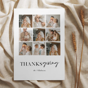 Thankful Collage Family Photo Card   Elegant White
