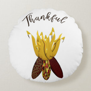 Thankful - Colourful Autumn Indian Corn Round Cushion