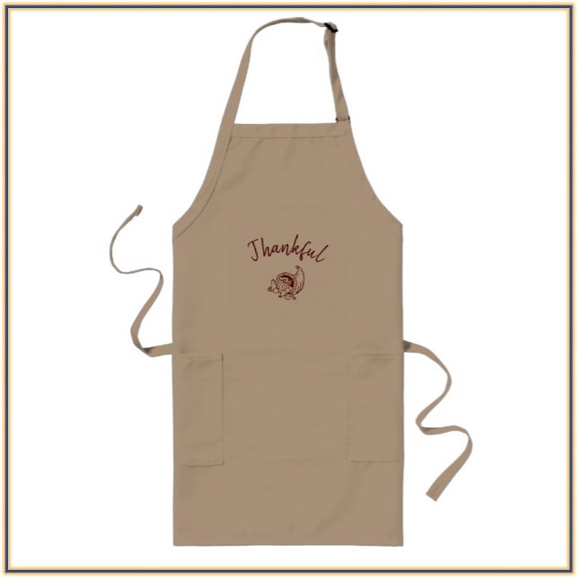 Thankful Cornucopia Long Apron (Bookmark my store! https://www.zazzle.com/store/capricepetit)