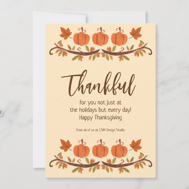 Thankful Custom Logo Thanksgiving Holiday Card (Front)